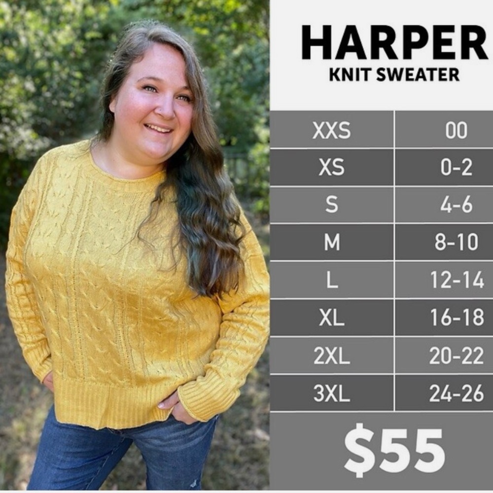 LuLaRoe Black Cable Knit Crewneck Sweater - Picture 3 of 3